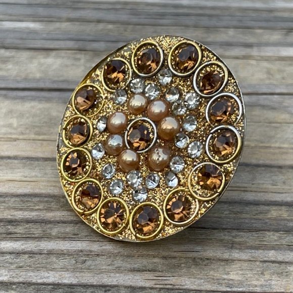 Women Rings Fashion Gold Tone Crystal Accent Ring Size adjustable 6-8 - Picture 4 of 11